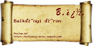 Balkányi Áron névjegykártya