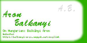 aron balkanyi business card